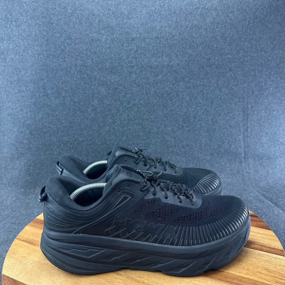 Hoka One One Bondi 7 Wide Mens Sz 13 2E Triple Black Running Shoes 1110530 BBLC